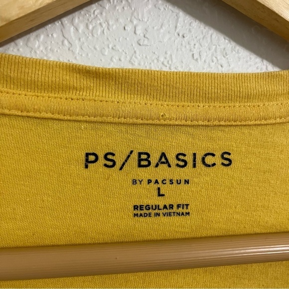 Men's PS/Basics by Pacsun 100% Cotton T-Shirt Embroidered Trippy Yellow Size L - Picture 3 of 4